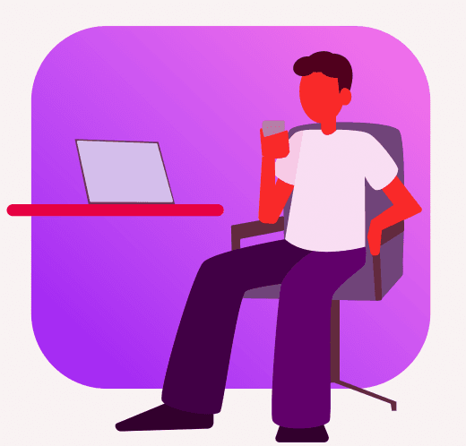 Illustration of a person working at a laptop